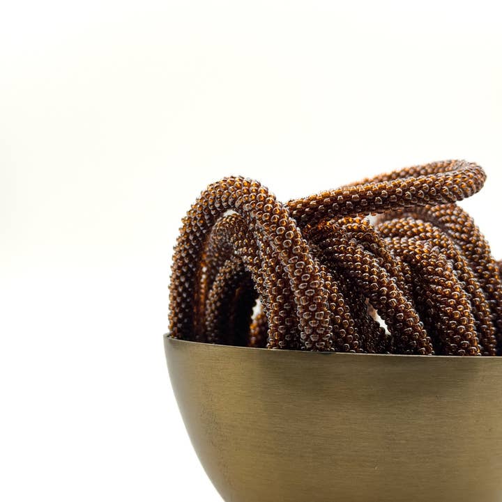 Nepalesisk glassperlearmbånd, Iced Brown
