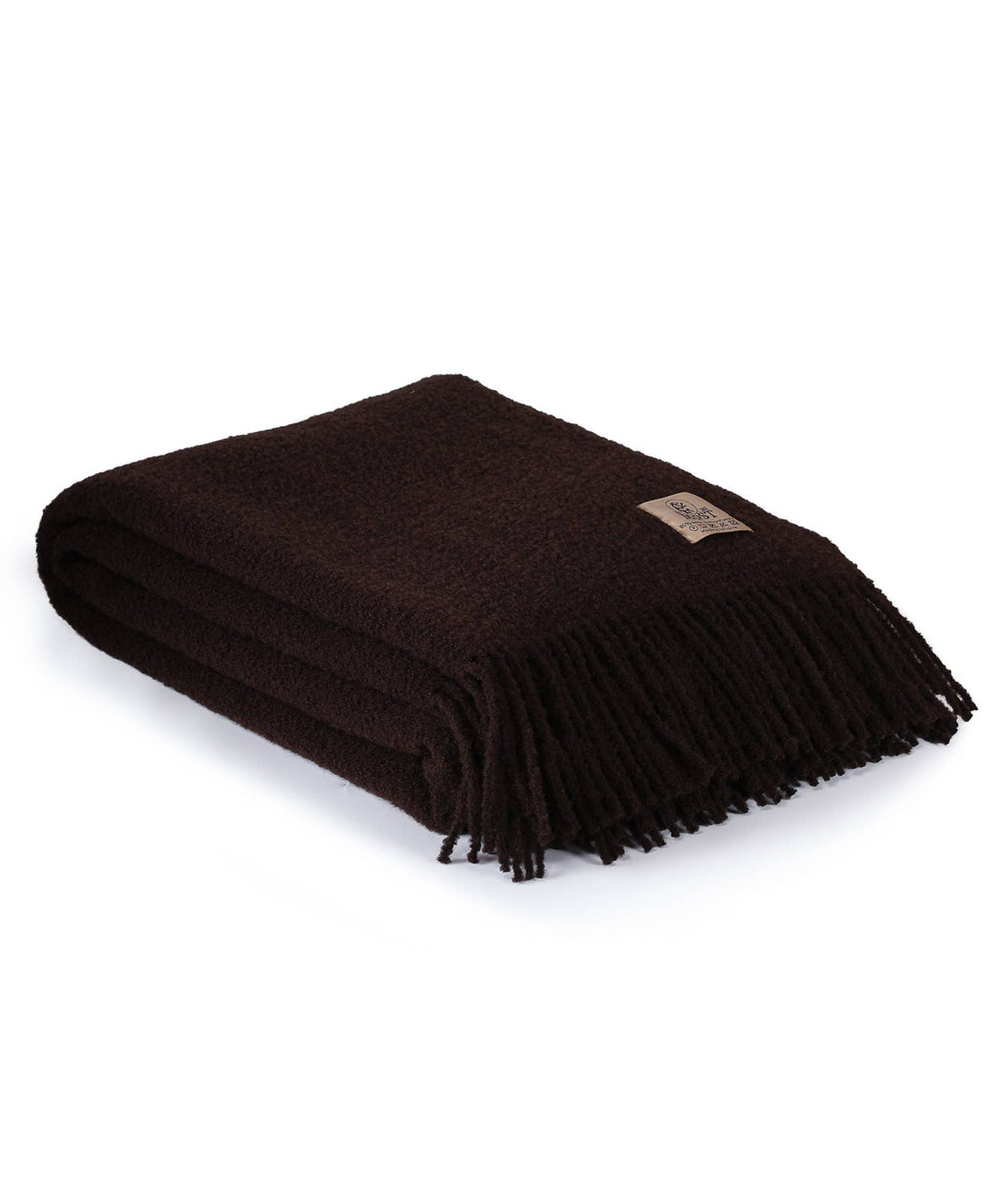 Wool Bouclé Throw Blanket Paris Dark Brown – pledd 200 x 140 cm