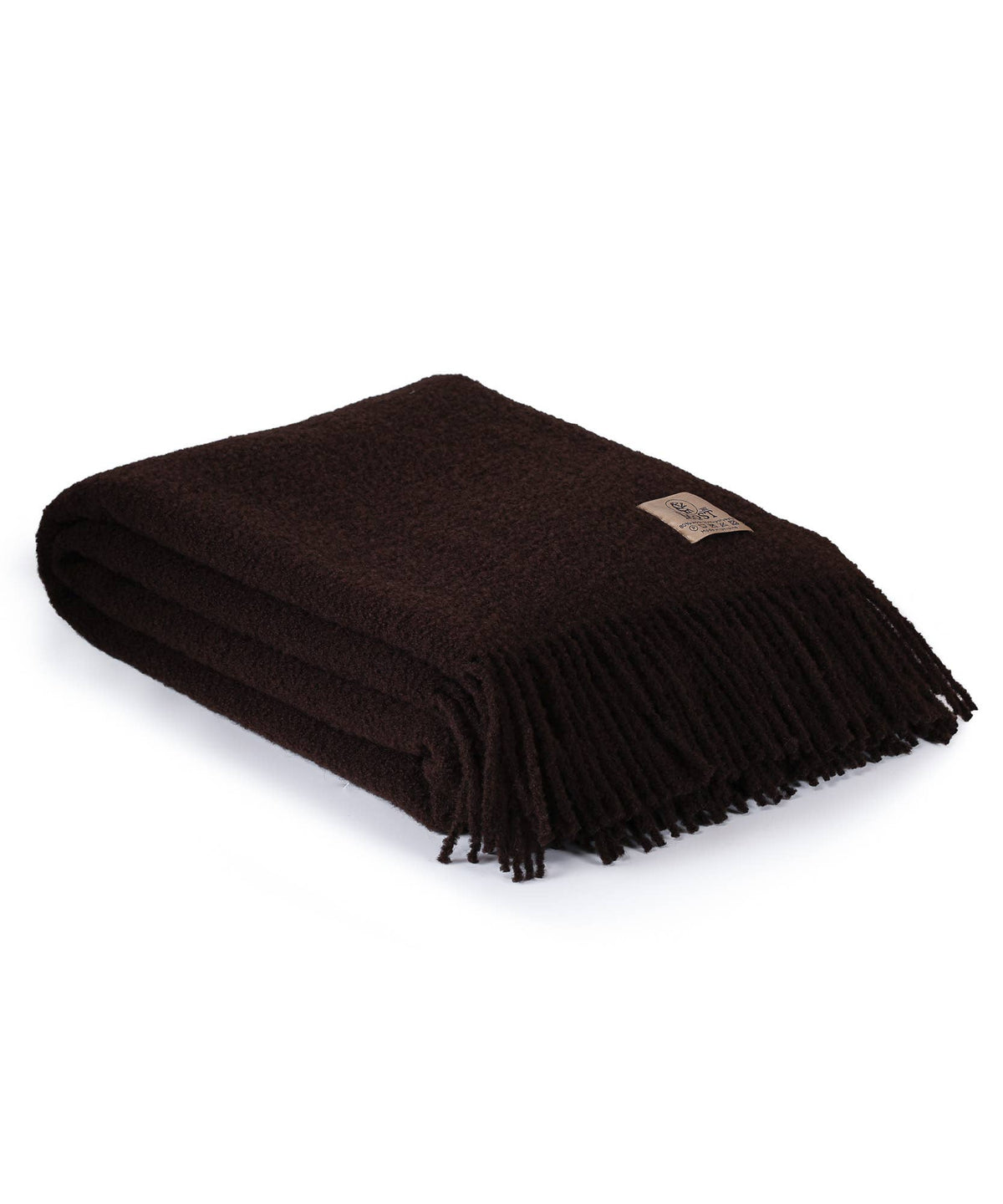 Wool Bouclé Throw Blanket Paris Dark Brown – pledd 200 x 140 cm