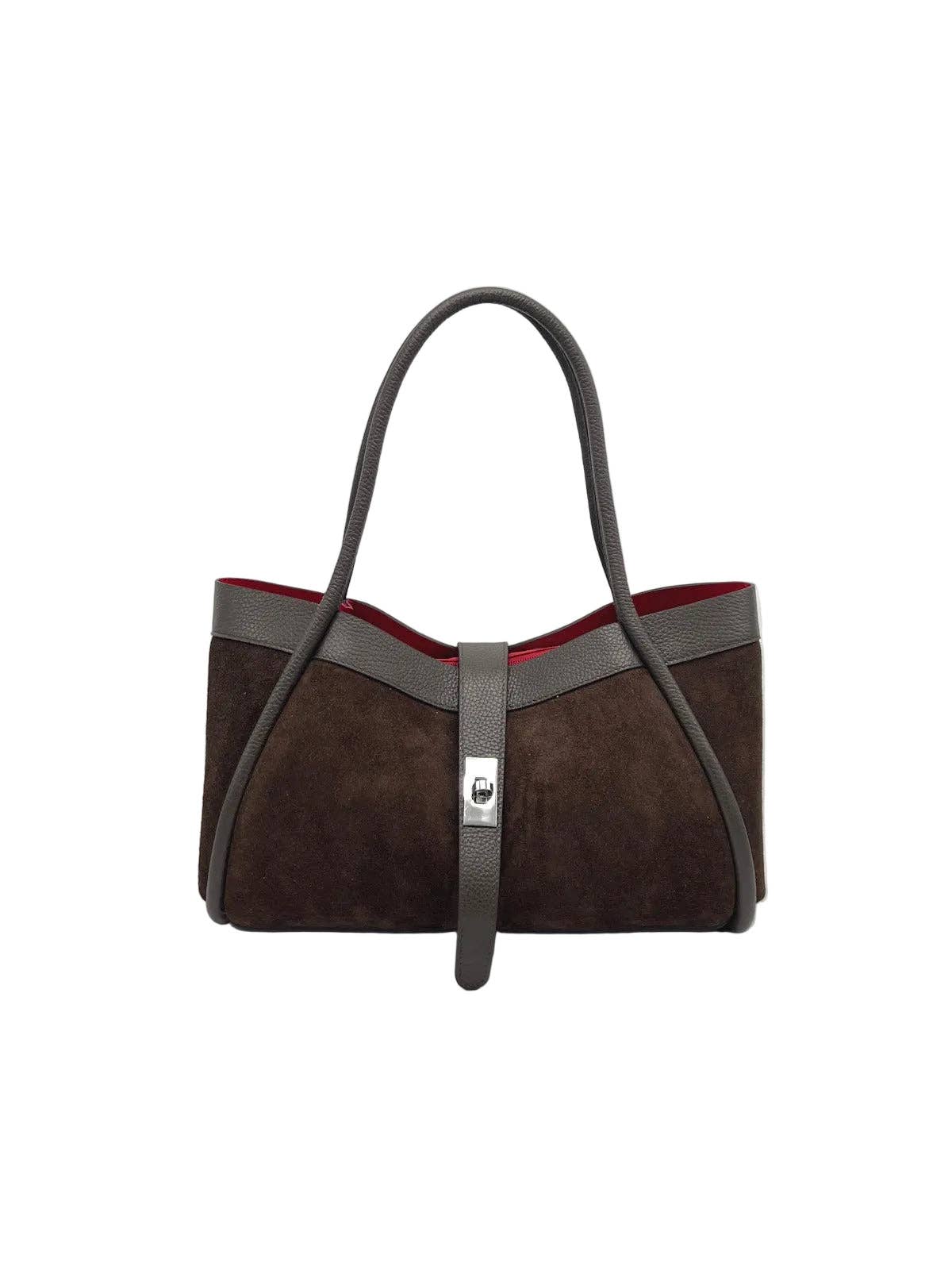 Håndveske i skinn og semsket skinn