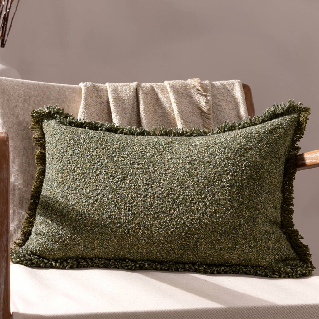 Doze pute med kort frynsekant, Moss, 40 × 60 cm