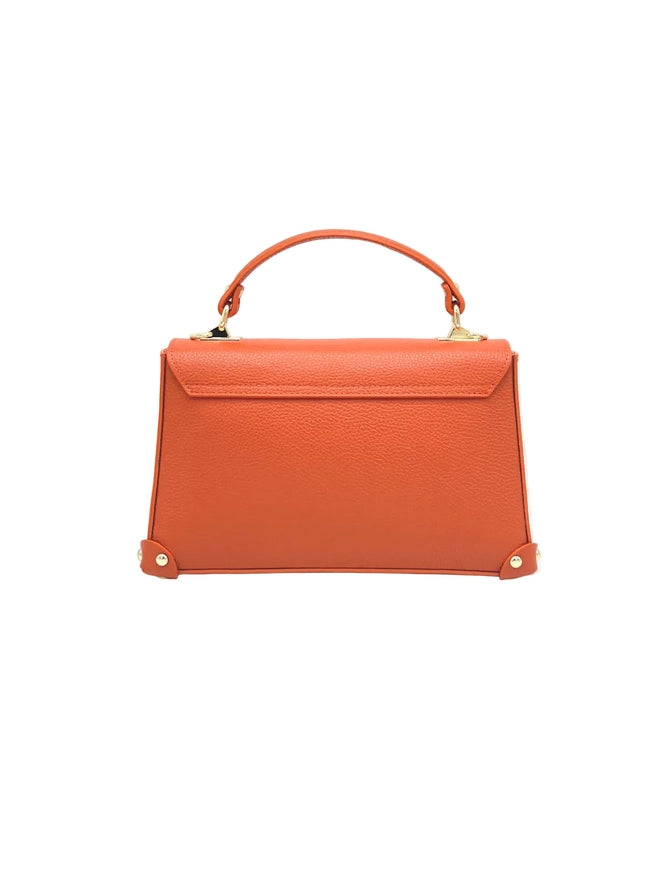 Genuine Leather Shoulder Bag | Orange | Detachable Adjustable Strap | Medium | Handcrafted in Italy | Suie Valentini