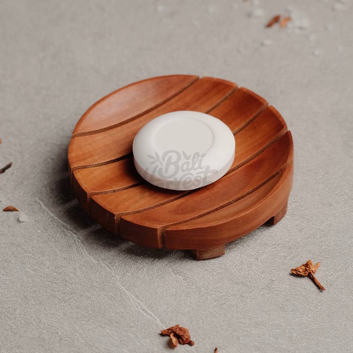 Handcrafted Round Wooden Soap Dish – Reclaimed Sapodilla Wood