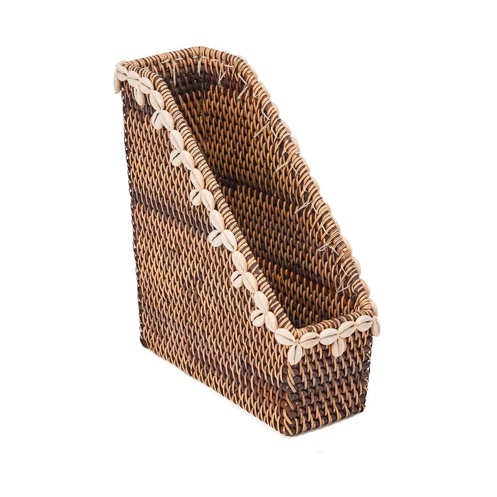 The Shell Edge Organizer – Natural Brown, håndvevd rattanorganizer