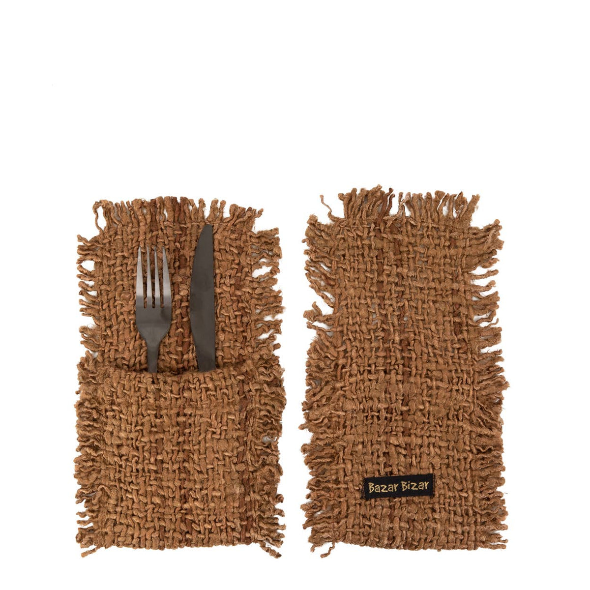 The Oh My Gee Cutlery Holder – Brown, håndvevd bestikkholder i bomull