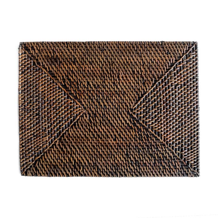 Rectangular Rattan Placemat | Dark Brown | 40 × 30 cm | Handwoven in Indonesia