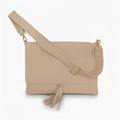 Luna Dollaro Leather Shoulder Bag | Nude | Tassel Detail | Wide Adjustable Strap | Made in Italy
