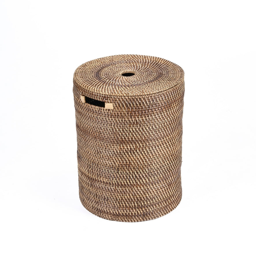 The Laundrilla Basket | Natural Brown | Handwoven Rattan | Lidded Storage | Handmade in Indonesia