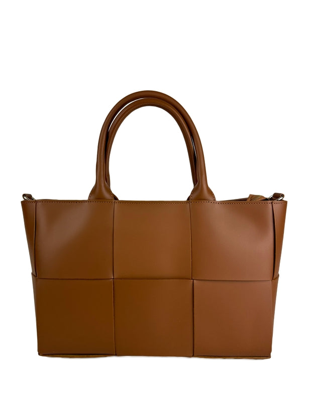 Woven Leather Bag | Zip Closure | Gold Hardware | Adjustable Strap | Handcrafted in Italy | Florence Leather