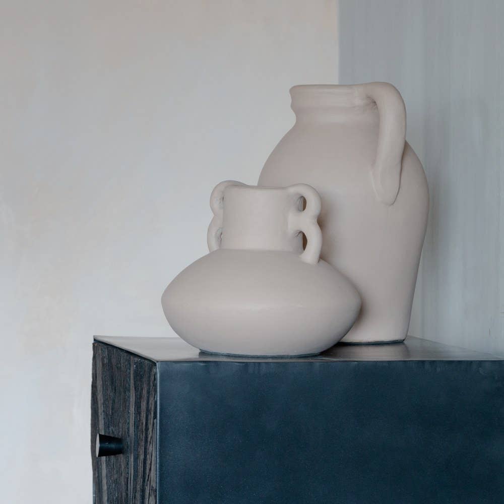 Emi terrakottavase med hank, beige
