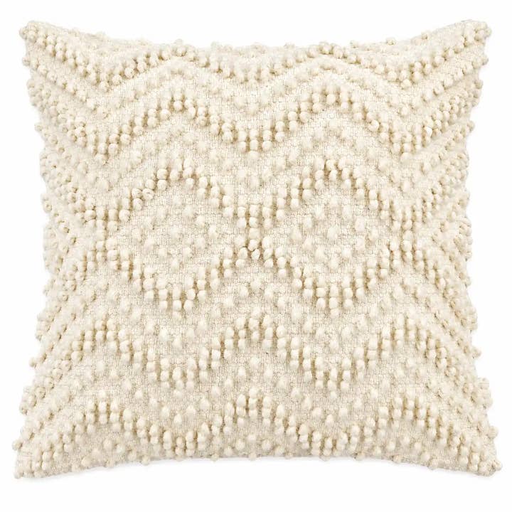 Zigmora Cushion Cover | Cream | 3D Tufted Zigzag | Wool Blend | Spiral Zip | 50×50 cm | Urbane Hide