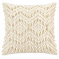 Zigmora Cushion Cover | Cream | 3D Tufted Zigzag | Wool Blend | Spiral Zip | 50×50 cm | Urbane Hide