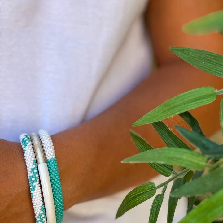 Glass Bead Crochet Bracelet | E25 | Handmade in Nepal