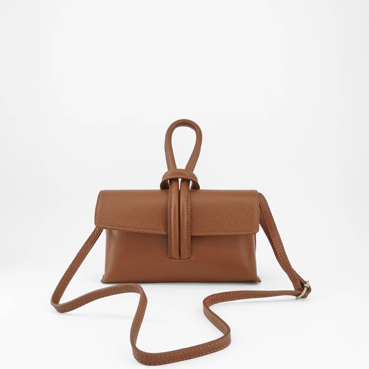 Togo Leather Handbag | Woven Knot Closure | Adjustable Strap | Handcrafted in Italy