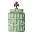 Tibor Relief Vase | Green Ceramic | 17 × 11 × 30 cm | Contemporary Home Décor