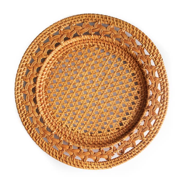 Rattan Charger Plate Gendis | Honey Brown | Open Weave | 35 cm | Handwoven in Indonesia