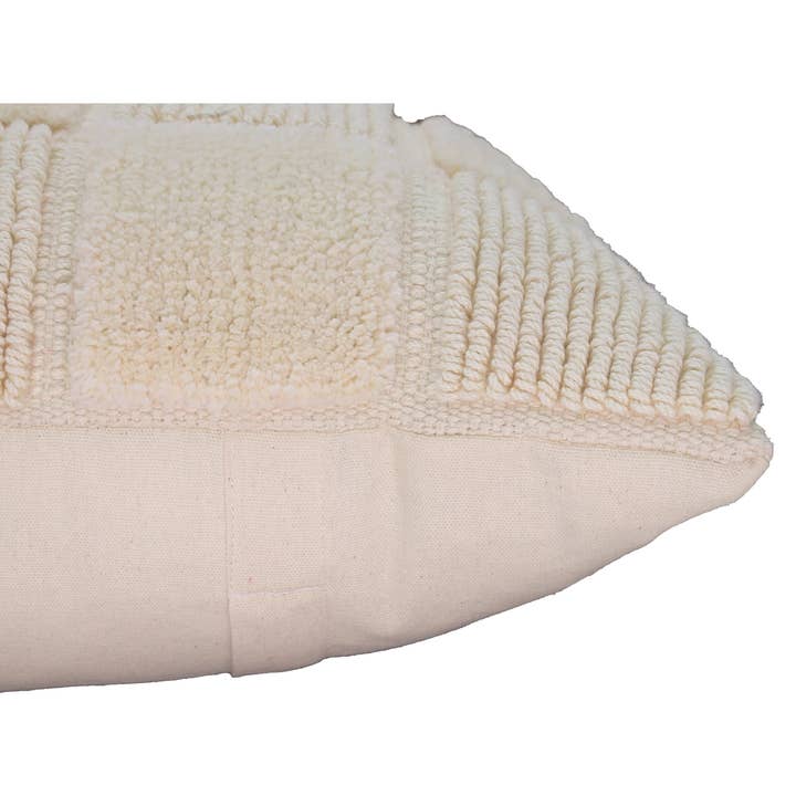 Blocana Cushion Cover | Beige | Textured Block Pattern | 100% Cotton | Spiral Zip | 50×50 cm | Urbane Hide