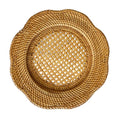 Hand-Woven Rattan Charger Plate – Scallop Edge, Natural Brown