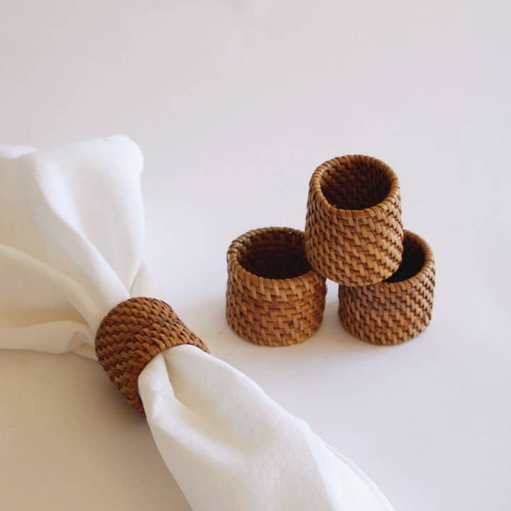 Hand-Woven Rattan Napkin Ring – Natural Table Styling