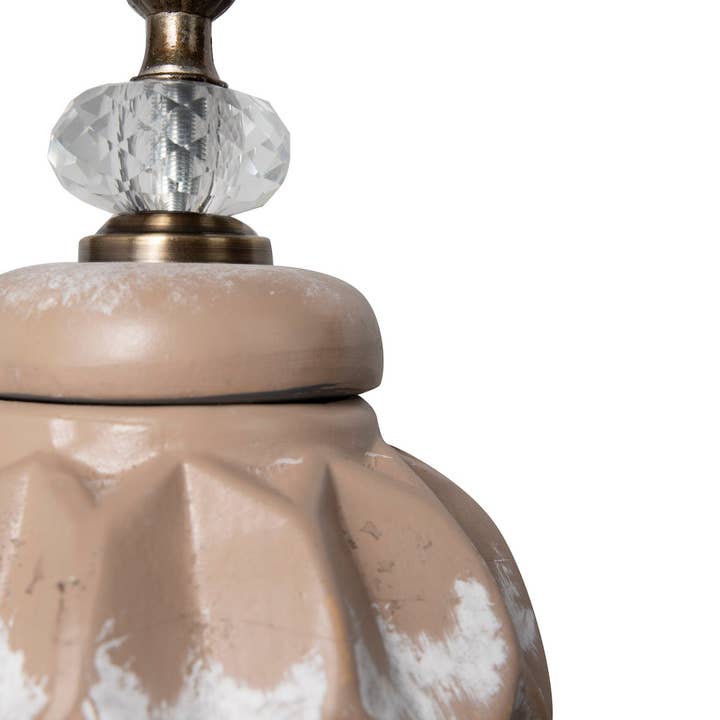 White Relief Ceramic Vase | 14 × 14 × 34 cm