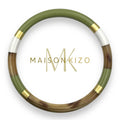 Lacquered Buffalo Horn Bangle | Khaki, White & Gold | Handmade in Vietnam | C22
