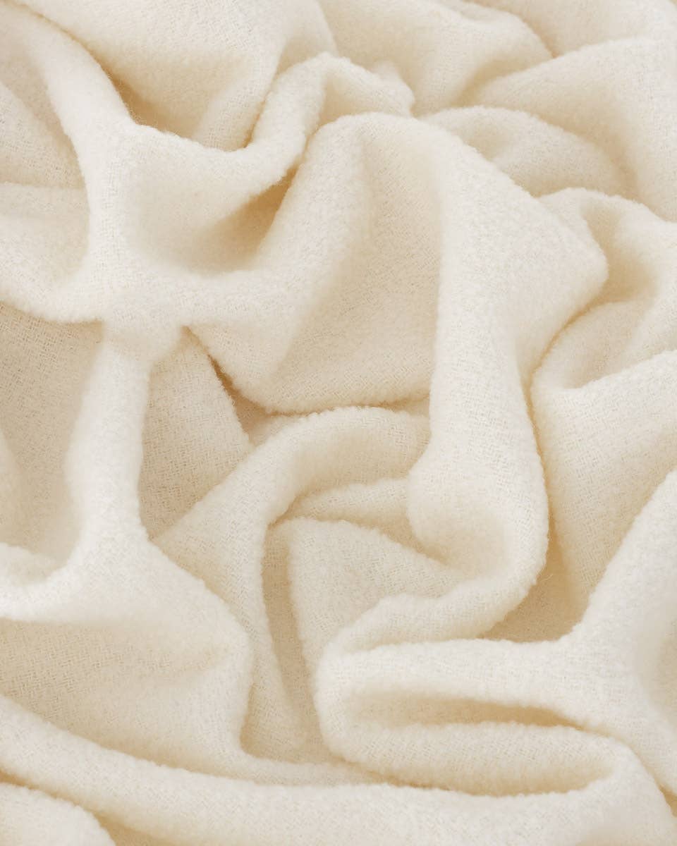 Wool Bouclé Throw Blanket Paris White, bouclépledd i ull, 140 × 200 cm