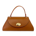 Sesto Shoulder Bag | Leather | Genuine Togo Leather | Clasp & Zip Closure | Light Gold Hardware | Handcrafted in Italy | Modarno