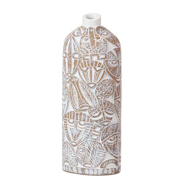 Gold & White Resin Vase | 37cm