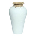 Longa Rattan Vase | White | Small | 35 × 20 cm | Made in India