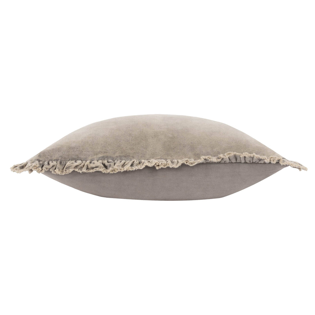 Bertie pute i vasket bomullsvelur, Taupe, 45 × 45 cm