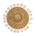 Hand-Woven Rattan Coaster with Cowrie Shell – Natural Brown
