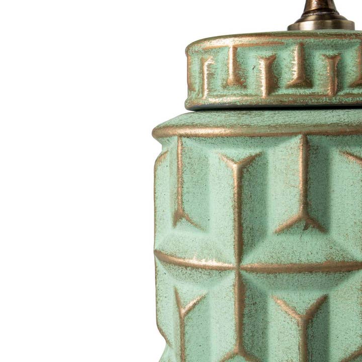 Tibor Relief Vase | Green Ceramic | 17 × 11 × 30 cm | Contemporary Home Décor