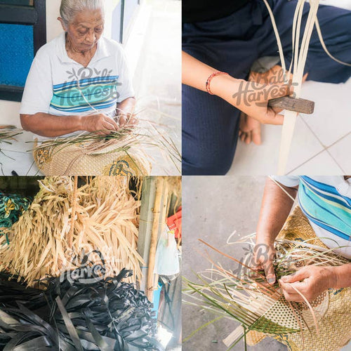 Bali Harvest Håndvifte i vevd palmeblad | Rust | Liten og stor | Håndlaget i Indonesia