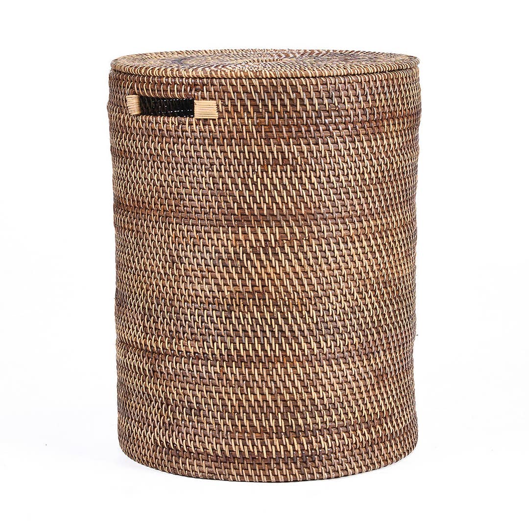 The Laundrilla Basket | Natural Brown | Handwoven Rattan | Lidded Storage | Handmade in Indonesia