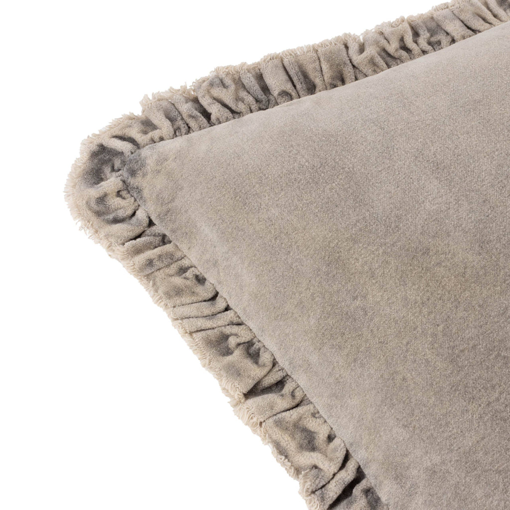 Bertie pute i vasket bomullsvelur, Taupe, 45 × 45 cm
