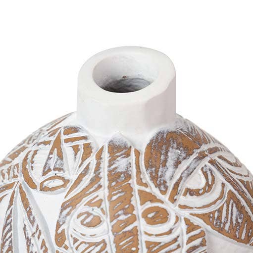 Gold & White Resin Vase | 37cm