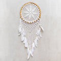 Bali Harvest Star of Lakshmi Dream Catcher | Rattan, Cotton & Goose Feathers | Large | Handmade in Bali