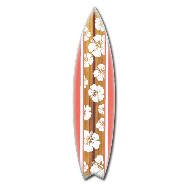 Wooden Surf Board Wall Décor – Hibiscus Coral