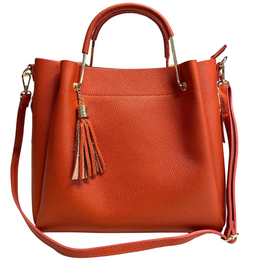 Bøtteveske i ekte skinn med innerveske, 33 × 30 × 15 cm