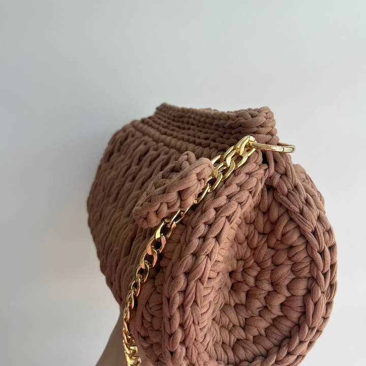 Handmade Crochet Clutch Bag | Brown | Combed Cotton Yarn | Handmade in Turkey
