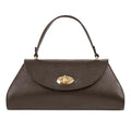 Sesto Shoulder Bag | Dark Brown | Genuine Togo Leather | Clasp & Zip Closure | Light Gold Hardware | Handcrafted in Italy | Modarno