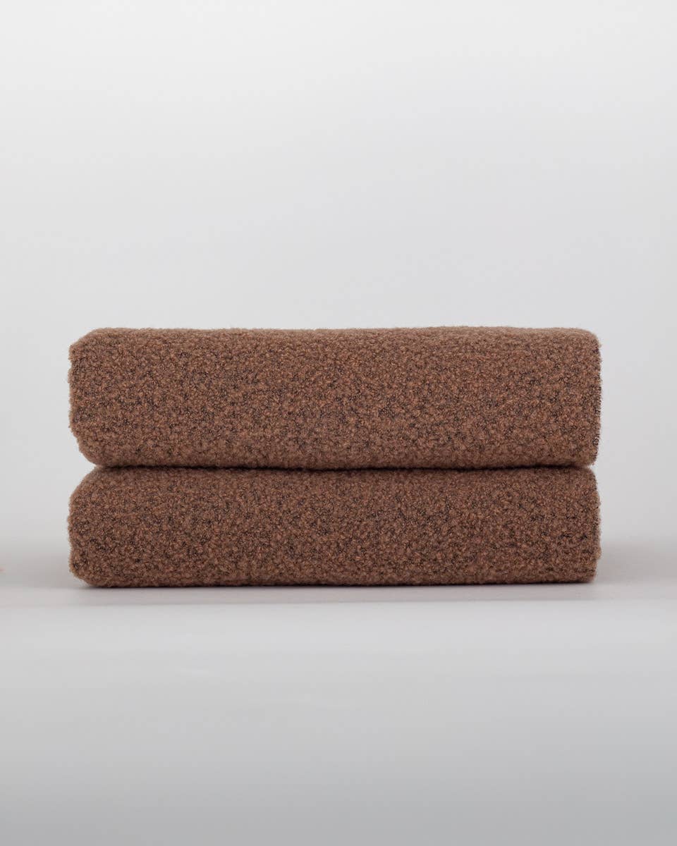 Wool Bouclé Throw Blanket Paris Brown, bouclépledd i ull, 140 × 200 cm