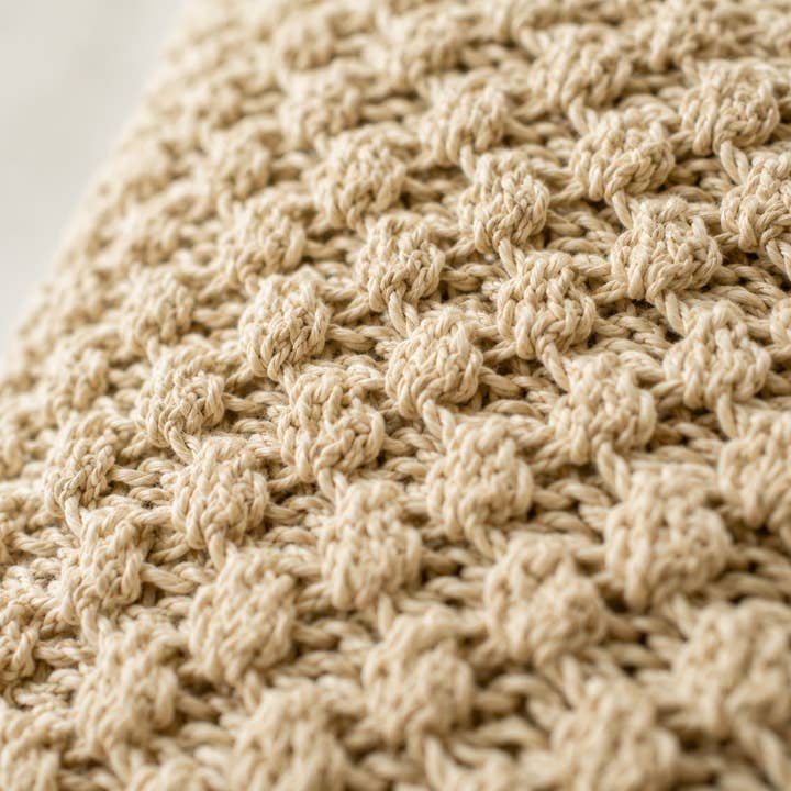 Khara Cushion Cover | Khaki & Natural | Popcorn Knit | Hidden YKK Zip | 45×45 cm | Urbane Hide