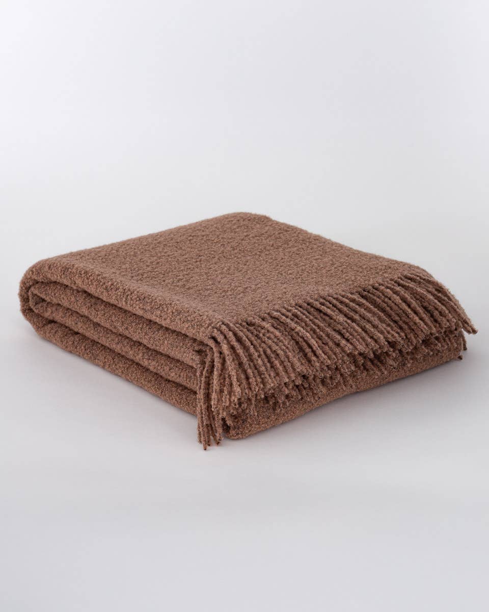 Wool Bouclé Throw Blanket Paris Brown, bouclépledd i ull, 140 × 200 cm