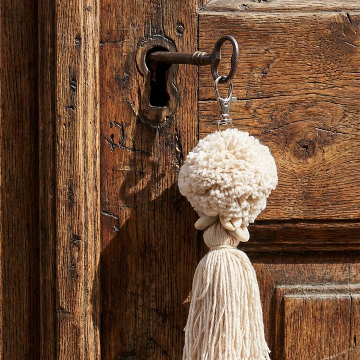 Pompom Keychain | White | Soft Cotton | Made in Indonesia
