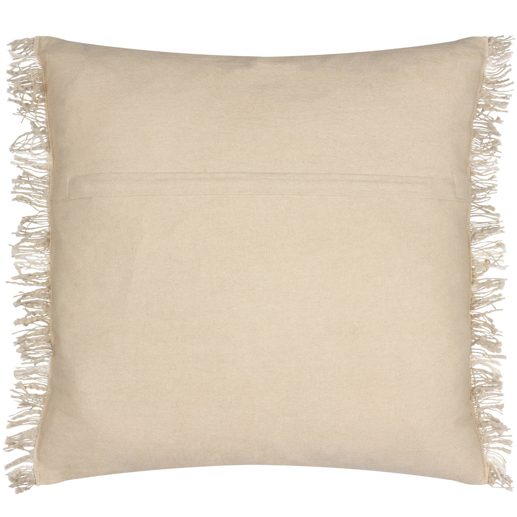 Beni rutete bomullspute med frynser, Stone/Natural, 45 × 45 cm