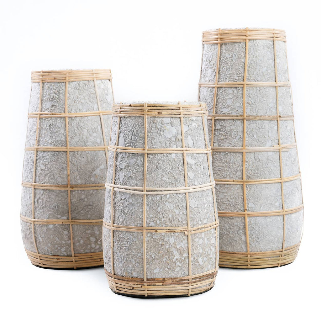 The Cutie Vase, liten vase i terrakotta med raffia, Concrete Natural, S