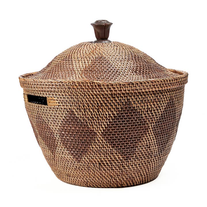 Storage Crown Basket | Handwoven Rattan | Natural Brown | Made in Indonesia