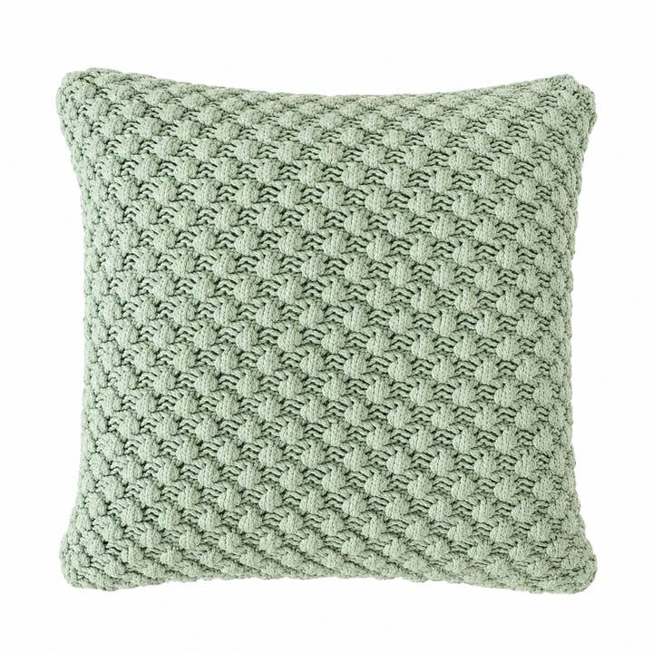 Pebl putetrekk | Salviegrønn | Popcorn-strikk | YKK-glidelås | 45×45 cm | Urbane Hide