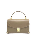 Genuine Leather Shoulder Bag | Taupe | Detachable Adjustable Strap | Medium | Handcrafted in Italy | Suie Valentini